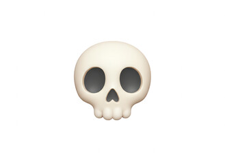 Simple White Skull Emoji Illustration - Halloween, Death, Symbolism