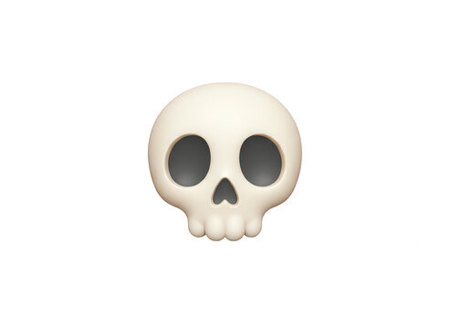 Simple White Skull Emoji Illustration - Halloween, Death, Symbolism