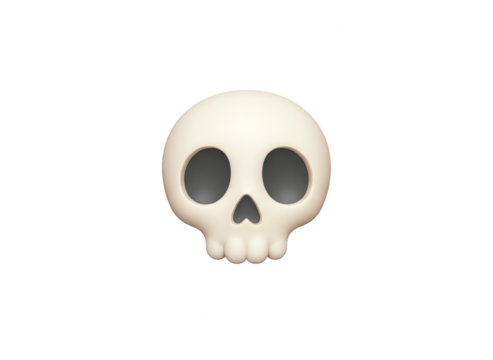 Simple White Skull Emoji Illustration - Halloween, Death, Symbolism
