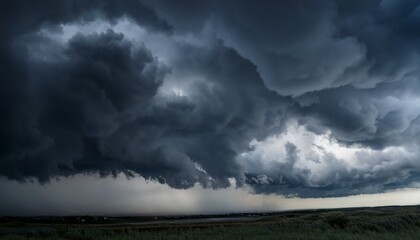 dramatic dark storm clouds forming ominously in a moody sky with potential for weather changes copy space