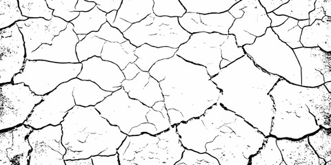 black and white dust and cracked concrete wall Texture pattern design element white background.
