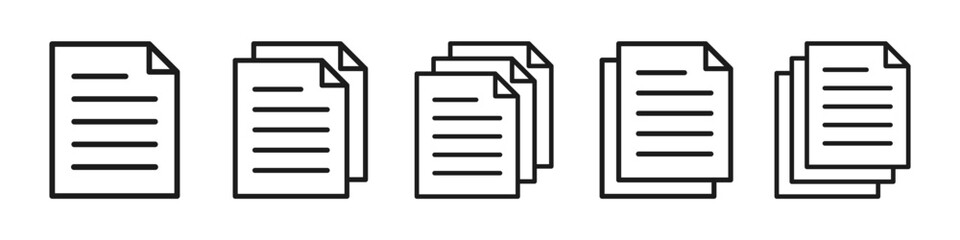 Document line icons set. Document multiple page, paper symbol for website marketing design, template, ui, app, checklist