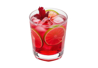 Roselle Hibiscus Cocktail with Lime - Refreshing Summer Drink