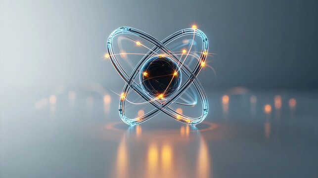 Atom Illustration with Electron Orbits