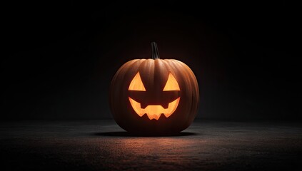 Glowing Jack-o-Lantern in the Dark - Halloween Spooky Pumpkin.