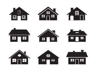 Classic Web Home Icons Set Silhouette Vector Illustration  