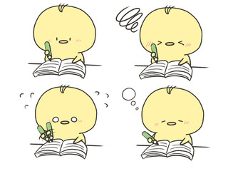 勉強するひよこの表情セット