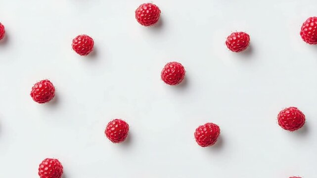 Fresh and Juicy Raspberries Arranged on a Bright White Background for Healthy Food Concept and Vibrant Culinary Inspiration