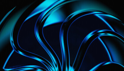 Abstract futuristic blue neon glowing curved wave lines digital flowing background design