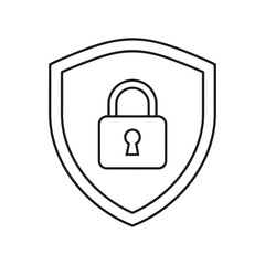Abstract shield with padlock symbol represents security protection data privacy and trust concepts white background