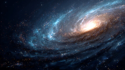 Fototapeta premium cosmic spiral galaxy formation in outer space wide angle digital art cosmic environment stellar concept celestial pattern universe perspective and astronomy design