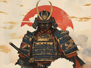 A traditional Ukiyo-e style samurai.