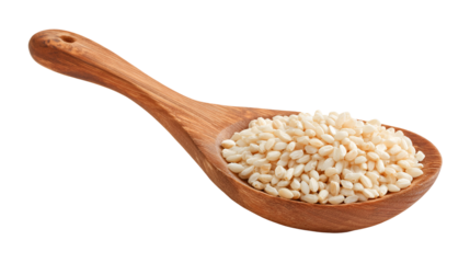 Arborio Rice in Wooden Spoon Culinary Ingredient