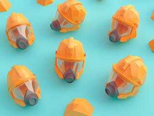 Low-poly art of futuristic headgear.