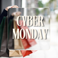 Cyber Monday promotional banner text design template for shop store flyer advertising marketing poster seasonal sale