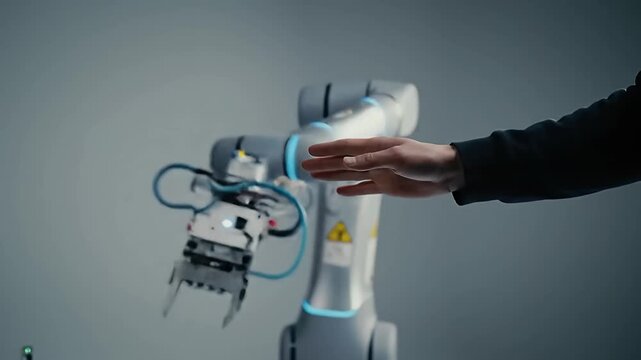 Human Hand Safely Interacts With Advanced Collaborative Robot Arm