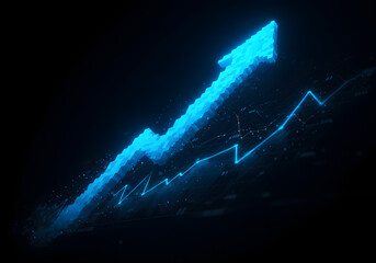 Abstract Growth Arrow, Futuristic Digital Data Visualization for Business Success