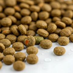 crunchy dog food pellets close-up