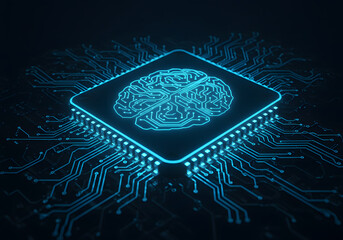 Artificial Intelligence Brain Chip, Futuristic Digital Circuit Technology