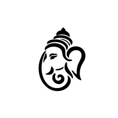 Elegant Black and White Ganesha Icon for Design and Decoration