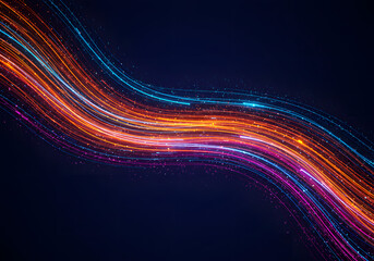 Abstract Colorful Data Stream, Futuristic Digital Flow with Neon Light