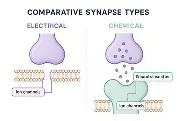 Obraz premium Comparative Synapse Types: Electrical vs. Chemical Illustration
