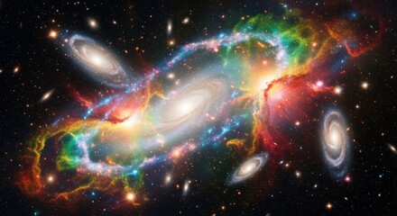 Cosmic Dance of Galaxies: A Vibrant Tapestry of the Universe
