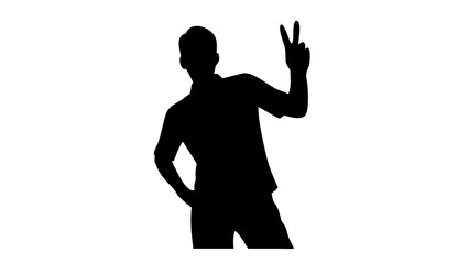 Silhouette Victory: A confident figure strikes a victory pose with a vibrant silhouette that embodies celebration, happiness, and achieving your dreams.