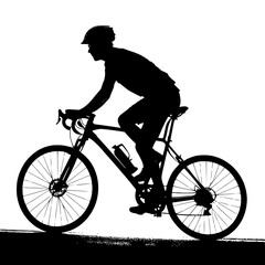 Cyclist riding bicycle against white background