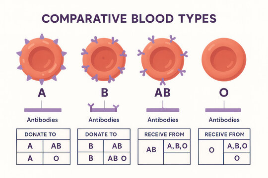 Comparative Blood Types Chart - Illustration of Blood Groups and Compatibility [Illustration]