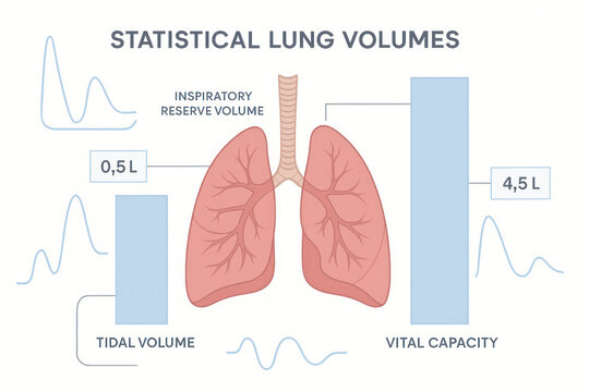 Statistical Lung Volumes Illustration: Tidal Volume, Inspiratory Reserve Volume, and Vital Capacity [Illustration]