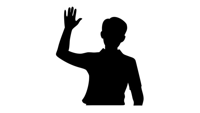 Silhouette Hand Waving: A sleek silhouette captures a person's gesture of greeting, farewell, or acknowledgment.