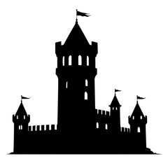 Obraz premium Majestic castle silhouette stands strong and iconic