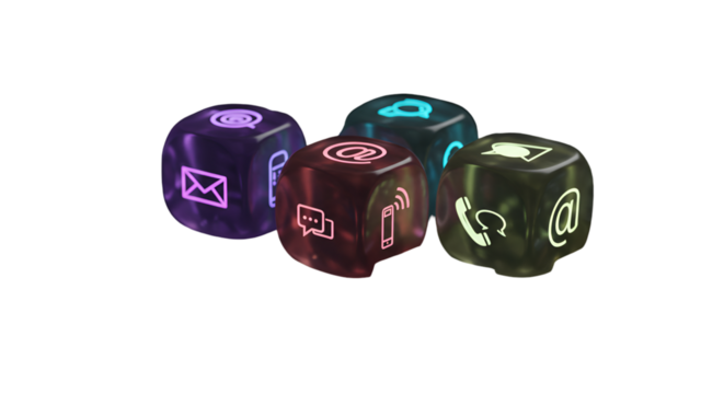Unveiling digital avenues through glowing contact dice illuminating pathways for connection and