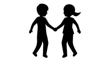 Silhouette of a Hand-in-Hand Partnership: A simplistic black silhouette of two individuals, hand in hand, symbolizes partnership and solidarity.