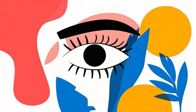 Abstract eye art with colorful shapes