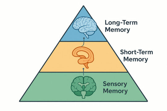 Memory Types Diagram: Sensory, Short-Term, and Long-Term Illustration
