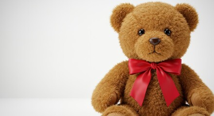 Obraz premium Teddy bear with red bow