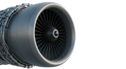 The heart of flight A gleaming jet engine poised for powerful ascent embodying innovation and speed