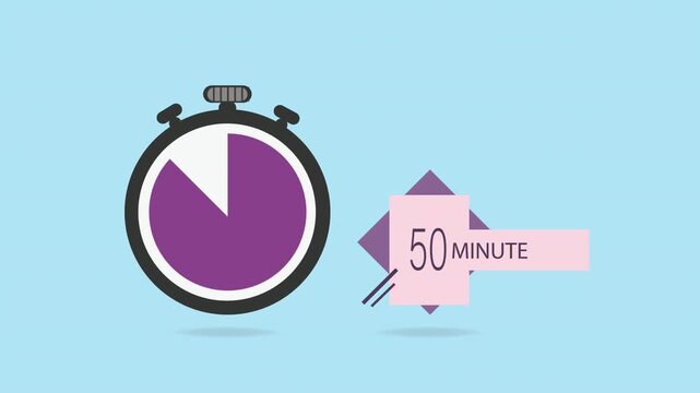 50 minutes on stopwatch . Countdown sign.Clock face timer