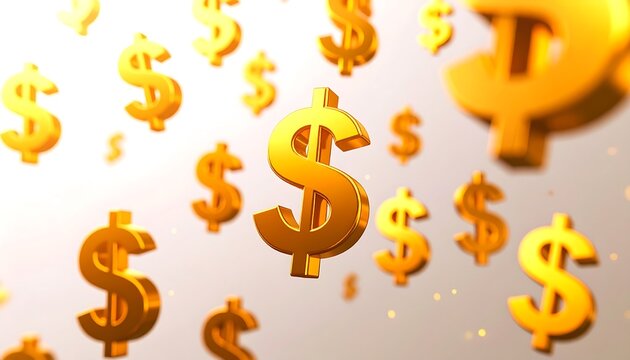 Golden dollar signs in a light background