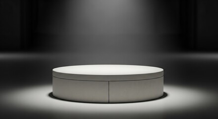Dramatic Spotlight on Minimalist Cylindrical Pedestal:  Clean, Modern Product Display