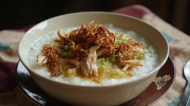 Chicken congee bowl dish
