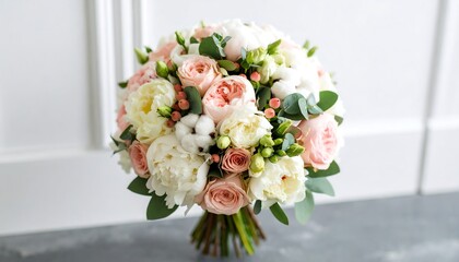 Elegant wedding bouquet, soft pastel colors