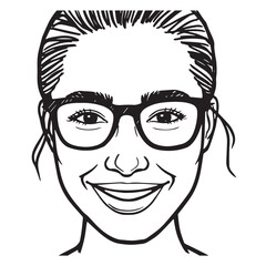 Beautiful Woman Doodle Black and White Illustration Fashion Girl Portrait Line Art Sketch Vector