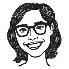 Beautiful Woman Doodle Black and White Illustration Fashion Girl Portrait Line Art Sketch Vector