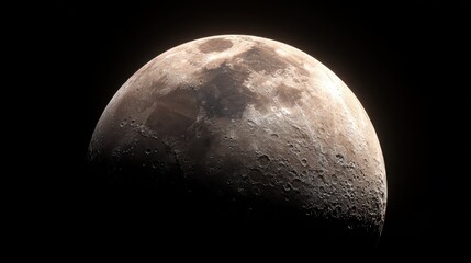 Naklejka premium Realistic moon captured with extreme detail, cinematic depth and contrast highlighting its glowing surface in HD style