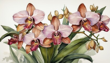 Obraz premium tropical orchid botanical watercolor