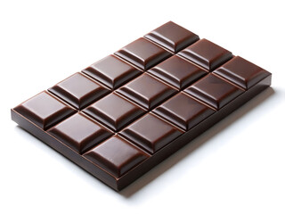 Dark chocolate bar close-up with glossy surface and geometric segmented pattern, rich tempting sweet confectionery design