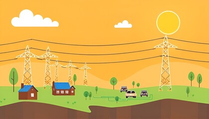 Illustration showing how renewable energy sources are integrated